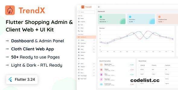 TrendX v1.0 - Flutter Cloth Admin &amp; Client Web + UI Kit