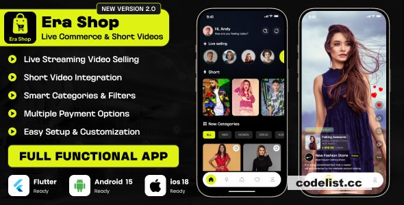 Era Shop v2.0.0 - Live Streaming, Short Video based E-commerce Store Multi Vender