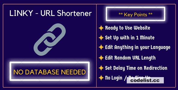 Linky v1.0 - URL Shortener Script without database