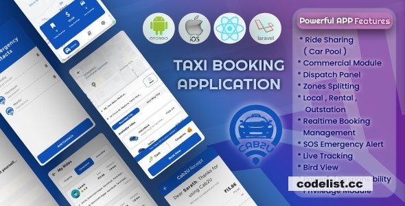 Cab2u v1.3 - Taxi Solution Android &amp; IOS + Admin Panel + Dispatch Panel