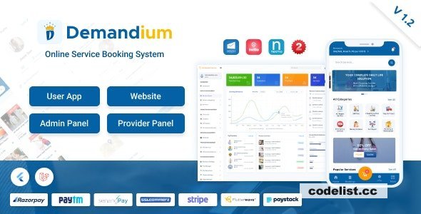 Demandium v1.2 - Multi Provider On Demand, Handyman, Home service App with admin panel - nulled