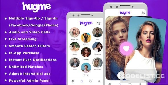 Hugme v1.6 - Android Native Dating App with Audio Video Calls and Live Streaming