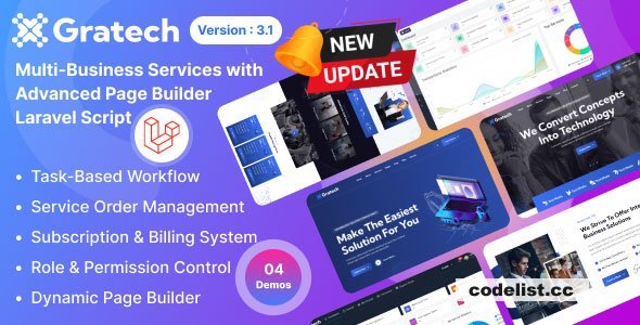 Gratech v3.2 - Multi-Business Services with Advanced Page Builder &amp; Workflow Tools