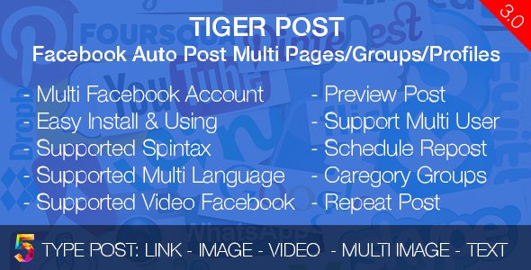 Tiger Post v3.0.2 - Facebook Auto Post Multi Pages/Groups/Profiles