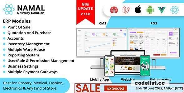Namal v1.1.7 – 5 in 1 React Delivery Solution with POS for Single &amp; Multiple Location Business Brand