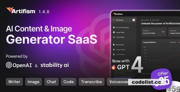 Artifism v4.8.0 - AI Content & Image Generator SaaS - nulled