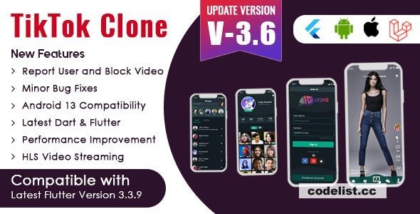 Flutter - TikTok Clone | Triller Clone &amp; Short Video Streaming Mobile App for Android &amp; iOS v3.6