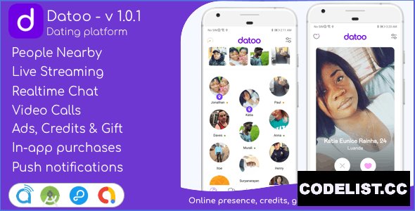 Datoo v1.0.1 - Dating platform with Live Steaming and Video calls + Admin Panel