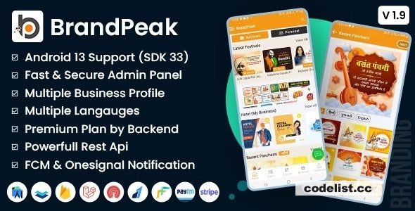 BrandPeak v1.9.4 - Festival Poster Maker, Business Post, Political Post Maker App