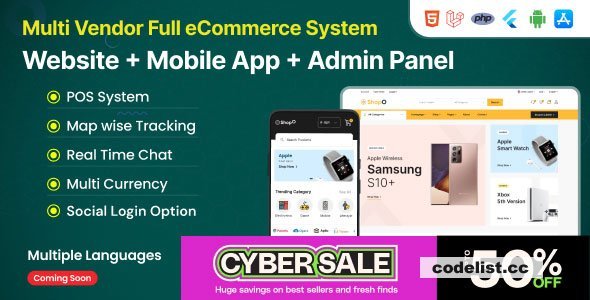 Shopo eCommerce v6.0.0 - Multivendor eCommerce Flutter App with Admin Panel, Website &amp; PWA