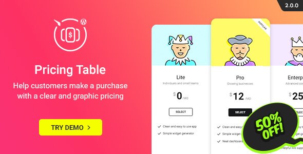 WordPress Pricing Table Plugin v2.6.1