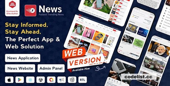 News App and Web v3.1.4 - Flutter News App for Android and IOS App | News Website with Admin panel