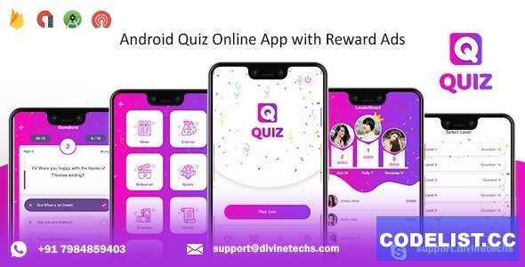 Quiz Online App with Earning System &amp; Reward Ads + Admin Panel v1.1