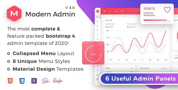 Modern Admin - Clean Bootstrap 4 Dashboard HTML Template + Material Design v4.0