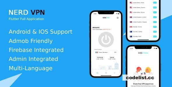 Nerd VPN v6.0.1 - Flutter VPN Full Application with IAP, Integrated with Backend and Admin Panel