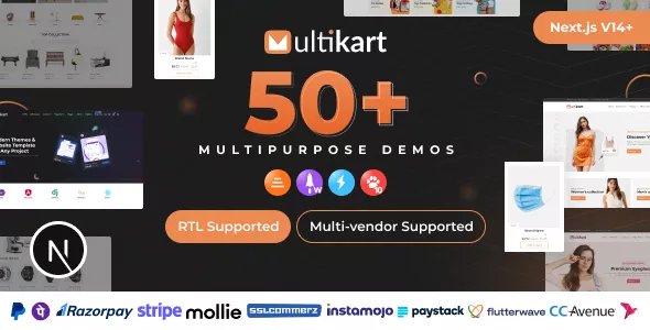 Multikart - React Next JS Multipurpose Ecommerce, React Hooks, GraphQL & REST API v3.2.1