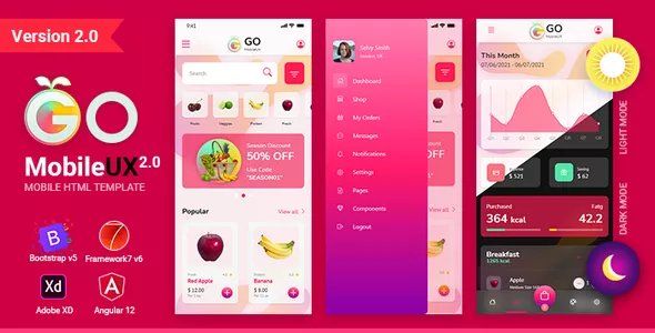 GoMobileUX Multipurpose HTML Template - Bootstrap 5 Framework 7 Angular 12 Kit v2.0
