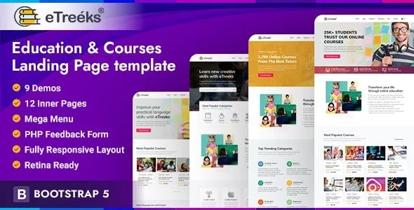Etreeks - Online Courses &amp; Education Landing Page Template