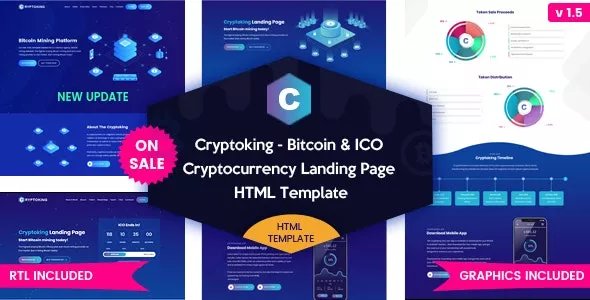 Cryptoking ICO - Bitcoin &amp; ICO Cryptocurrency Landing Page HTML Template