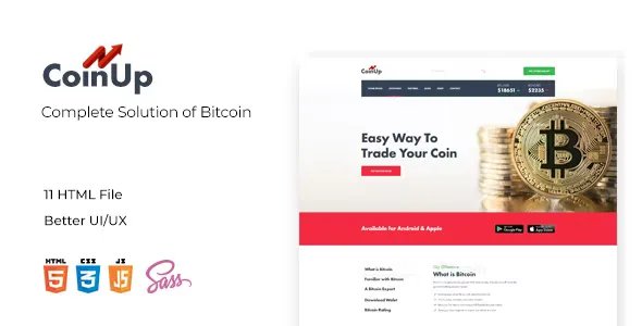 Coinup - Complete Solution of Bitcolin HTML and Sass Template v1.0