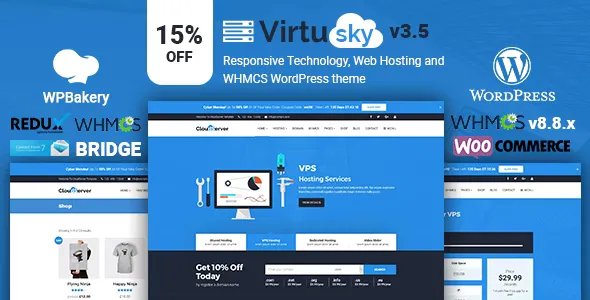VirtuSky - Responsive Web Hosting and WHMCS WordPress Theme v3.5