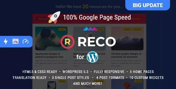 Reco - Minimal Lightweight AMP Theme for Freebies v5.0.0