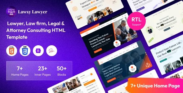 Lawsy - Lawyer, Law firm, Legal &amp; Attorney Consulting HTML Template