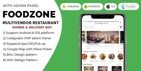 FoodZone - Multivendor Mobile Application in Flutter with PHP Admin Panel + Store Owner + Delivery Boy