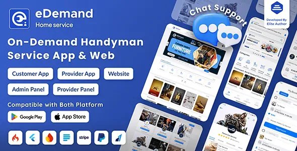 eDemand - Multi Vendor On Demand Handy Services, Handyman with Flutter App v4.1.0