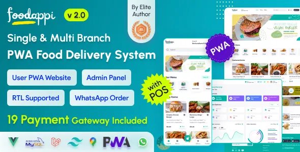 FoodAppi - PWA Food Delivery System and WhatsApp Menu Ordering with Admin Panel v2.0