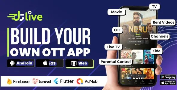 DTLive - Movie, TV Show, OTT, Live TV, Streaming Flutter App (Android, iOS, Web) with Admin Panel v1.6