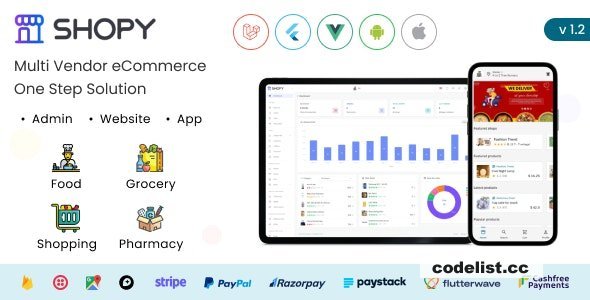 Shopy - Multivendor eCommerce, Food, Grocery, Pharmacy Delivery Flutter App + Admin &amp; Website