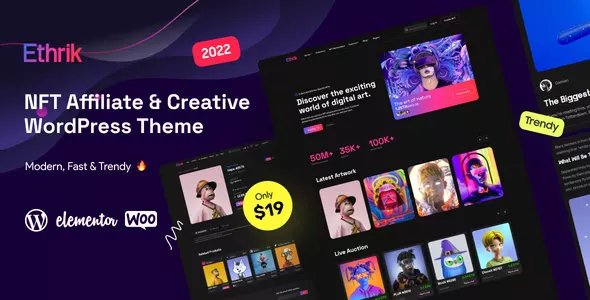 Ethrik v2.2 - Creative &amp; NFT Affiliate WordPress Theme