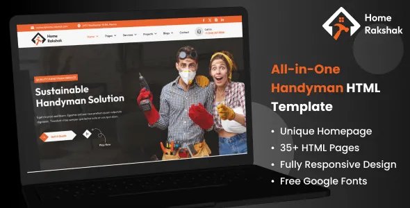 Home Rakshak - All In One Handyman &amp; Repair Services HTML Template
