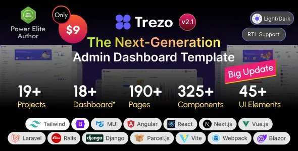 Trezo - Tailwind, Bootstrap, Material, React, Angular, Vue, Laravel ASP.net Admin Dashboard Template v2.1.0