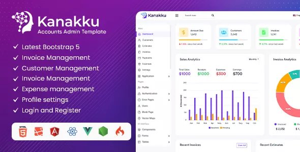 Kanakku - Sales, Invoices &amp; Accounts Admin Template with RTL v2.0.4