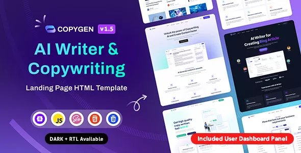 CopyGen - AI Writer &amp; Copywriting Landing Page HTML Template v1.5.0