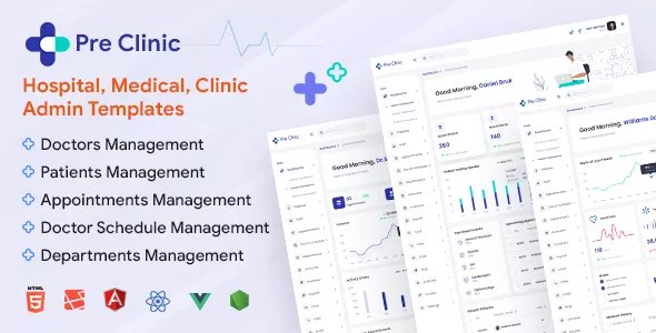 Preclinic - HTML, Vue, React, Angular, Laravel Hospital and Clinic Medical Admin Dashboard Template v1.6.6