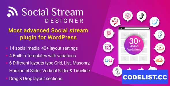 Social Stream Designer v1.1.5 - Instagram Facebook Twitter Feed - Social media Feed Grid Gallery Plugin