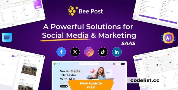 BeePost v2.3 - AI Social Media Management &amp; Content Creation SaaS with Subscription System - nulled