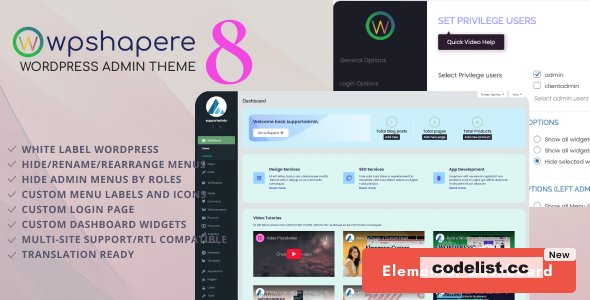 WPShapere v8.0.0 - Wordpress Admin Theme