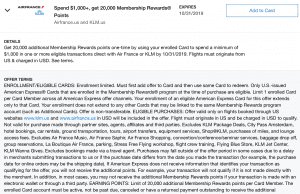 Amex Offers: Air France/KLM, Get $250 with $1,250 Spend